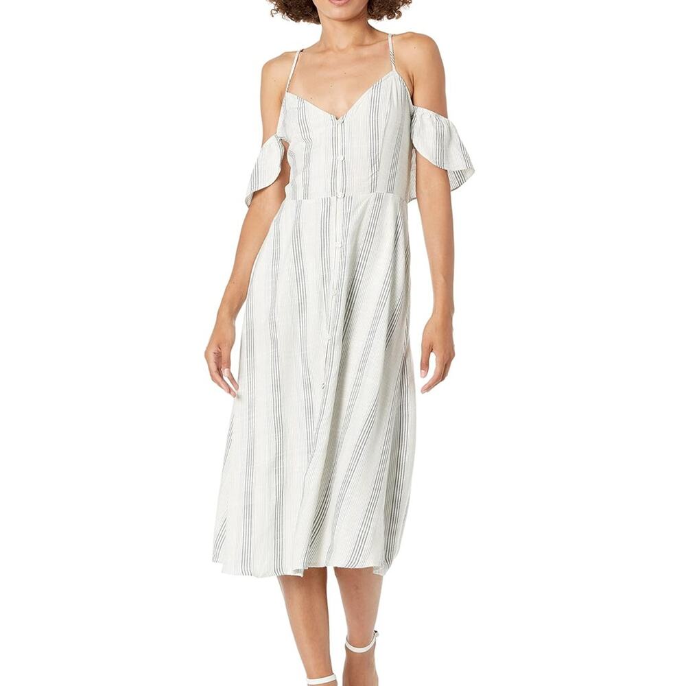 Volcom Women's Size Small Blue Winding Roads Babydoll Coastal Cowgirl Midi Dress